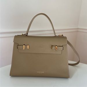 Beige / Tan Leather Handbag - Teddy Blake Ava Gold 14”  - Light Beige